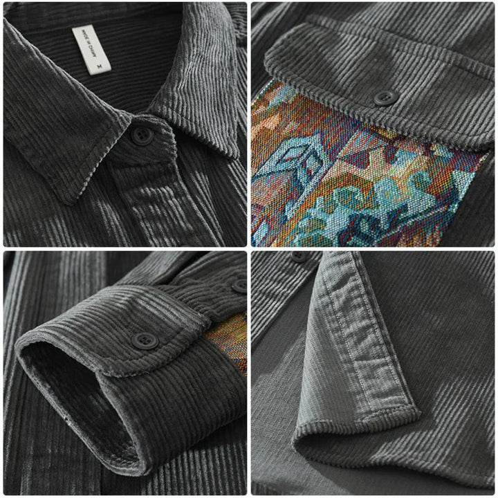 Stylish men's long sleeve shirt, vintage classic design. Perfect for modern retro fashion & everyday casual wear.