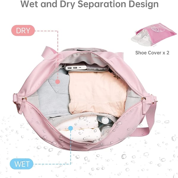 Women's durable waterproof gym tote bag with ample space for gear. Versatile shoulder carry.