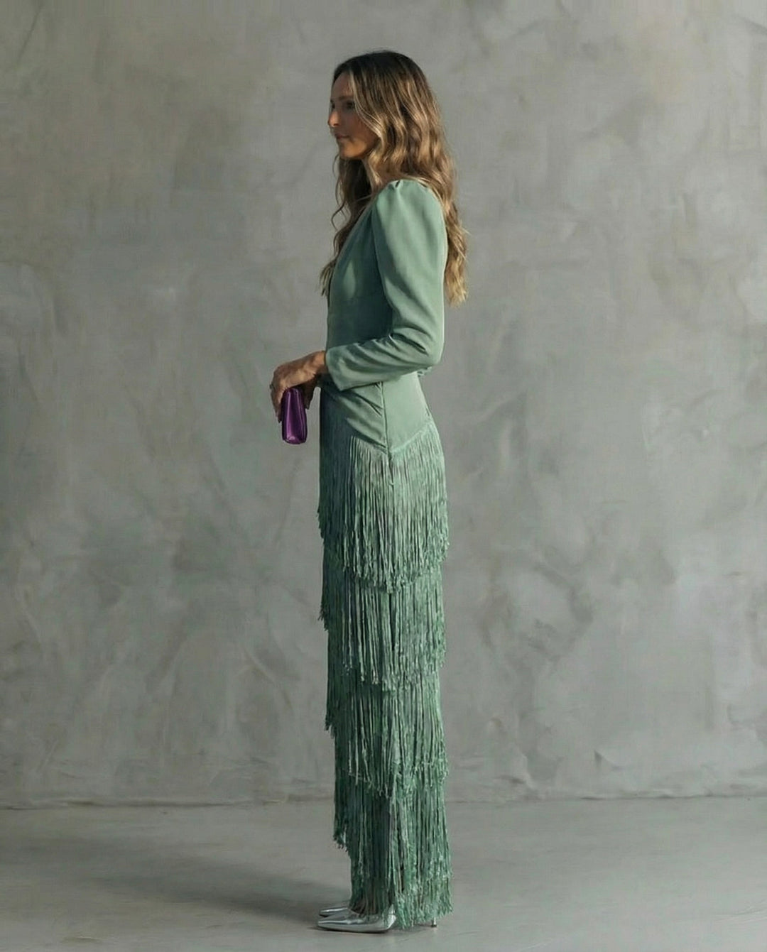 Stylish women's V-neck maxi dress with a beautiful flowing skirt, ideal for cocktails & events.