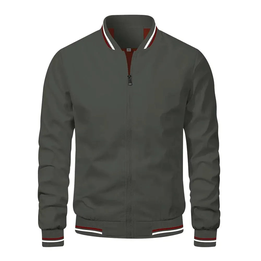 Stylish men's bomber jacket, lightweight, perfect for spring/autumn casual or smart fashion. Mens apparel.
