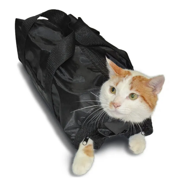 High-quality cat grooming bag designed for stress-free claw trimming & routine pet care. Essential grooming tool.