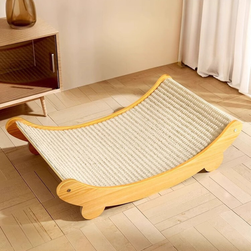 Cat scratcher lounge with cozy bed, offering comfort and a place to play for happy felines.