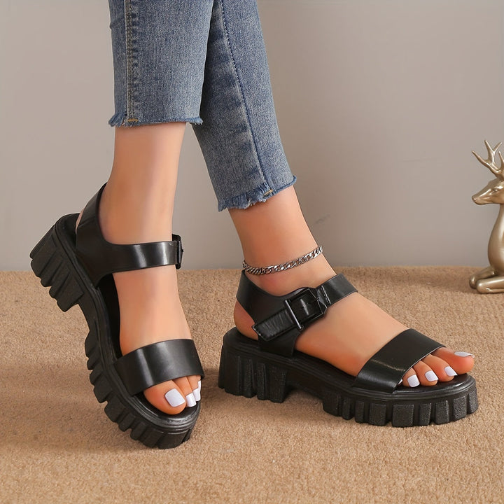 Stylish women's platform sandals, offering chic summer footwear for effortless elegance and comfort.