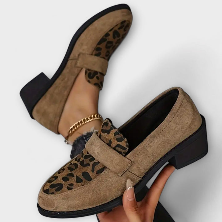 Versatile elegant leopard print loafers for women, offering a chic and comfortable footwear option.