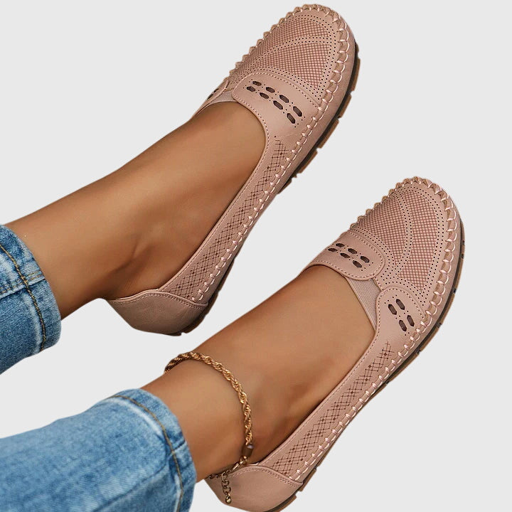 Comfortable women's orthopaedic slip-on loafers, ideal health shoes for daily walking.