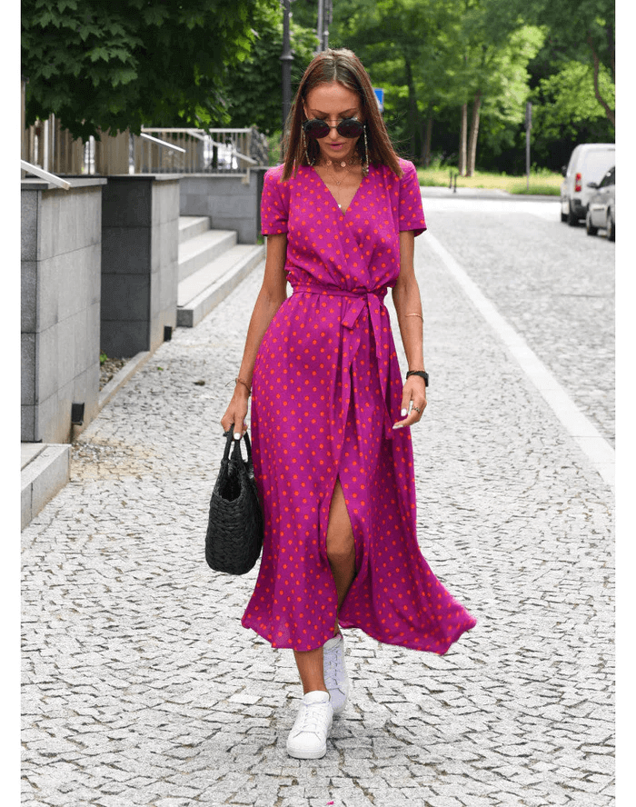 Casual Maxi Dress - Elegant V-Neck