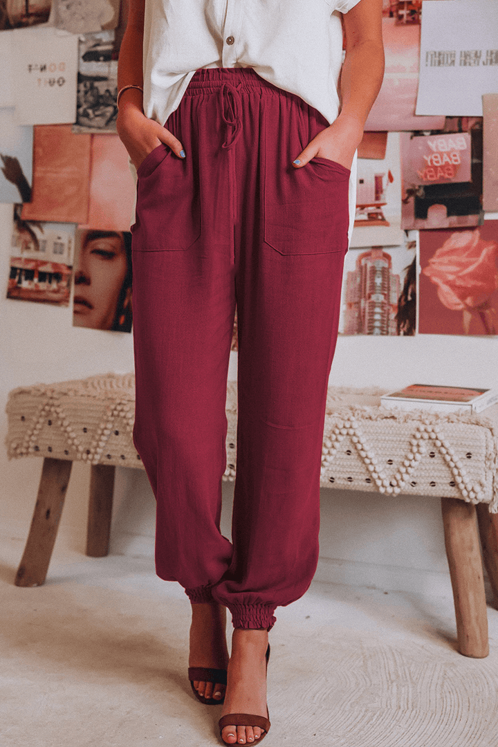 Women's Relaxed Fit Mid-Waist Drawstring Harlan Trousers