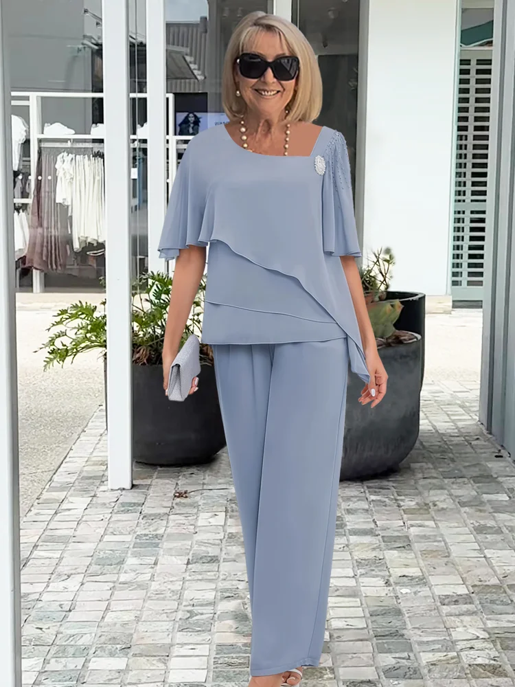 Elegant women's light blue summer co-ord set, a stylish two-piece outfit for casual chic or party wear fashion.