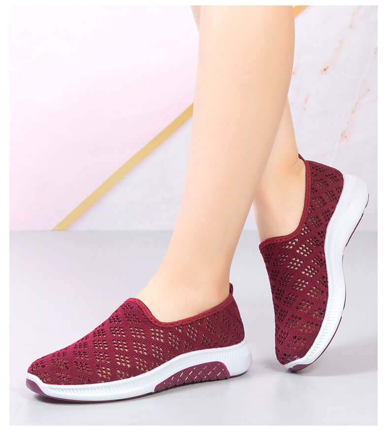 Women's Knit Slip-On Trainers - Breathable & Lightweight
