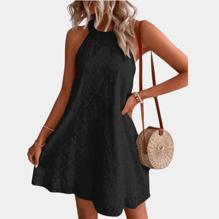 Halter Top Lace Mini Dress - Elegant