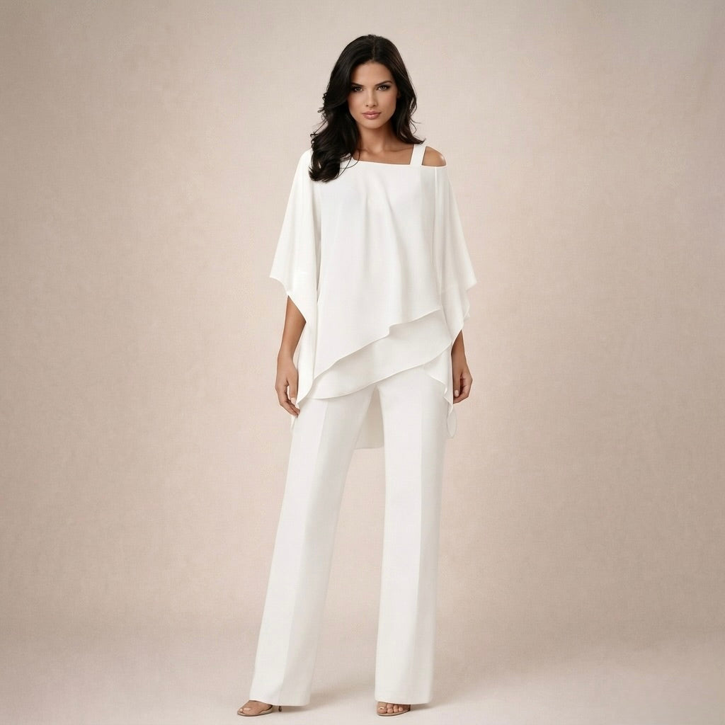 Stylish women's off-shoulder two-piece summer set, perfect for casual wear and warm weather.