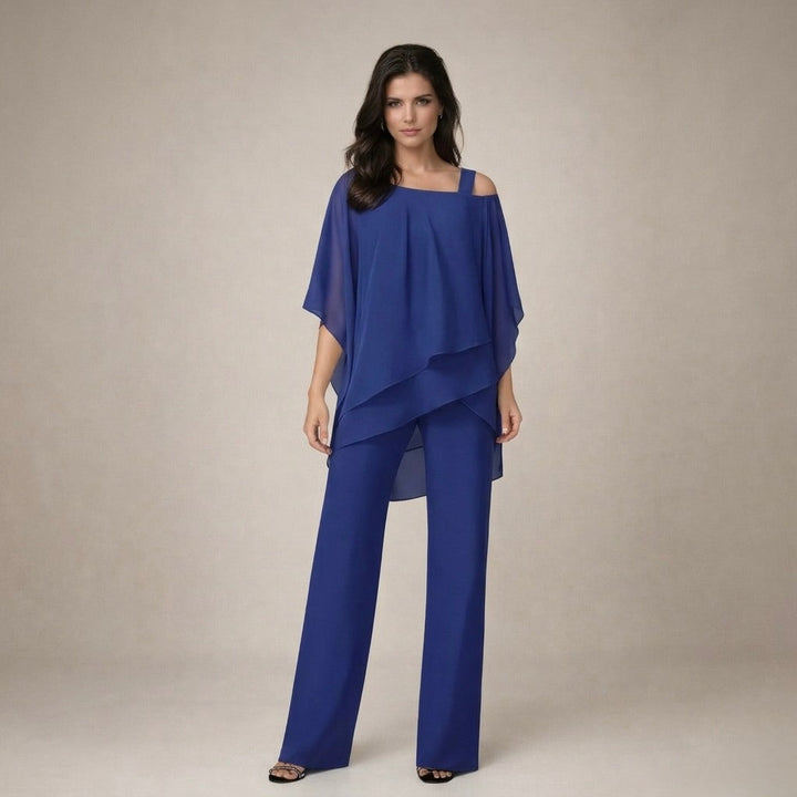 Chic off-shoulder top and matching shorts in a women's two-piece summer casual wear set.