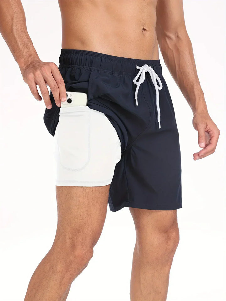 Active men's swim shorts with quick-drying fabric for beachwear, poolside fun & summer sports.