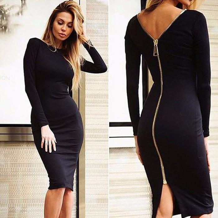 Elegant women's long sleeve pencil dress. Sophisticated bodycon style, perfect for office or formal occasions.