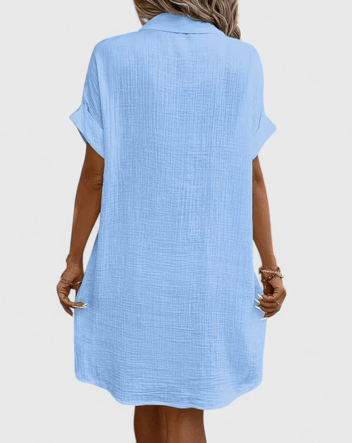 Stylish women's midi dress, designed for sophisticated summer fashion with a relaxed fit.