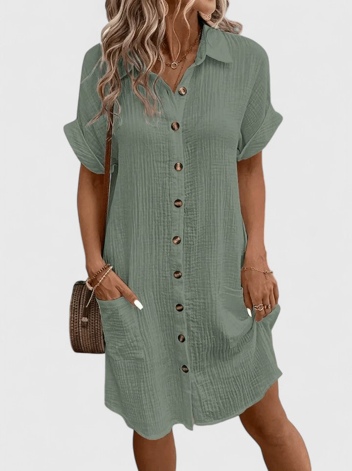 Sophisticated midi dress for women, an elegant choice for relaxed summer style and everyday comfort.