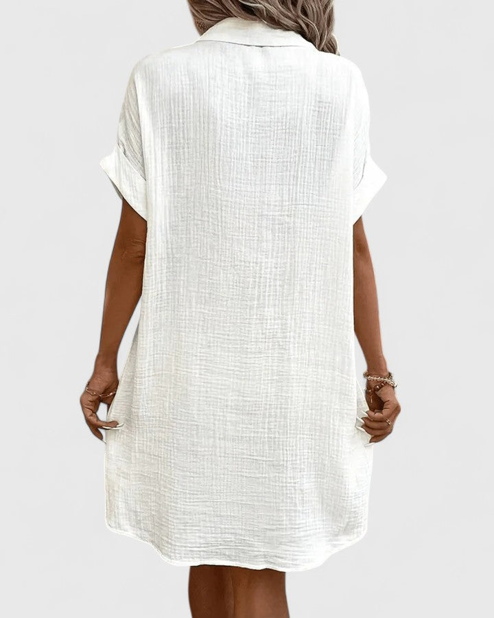 Everyday women's midi dress, combining sophisticated style with summer comfort & flattering design.