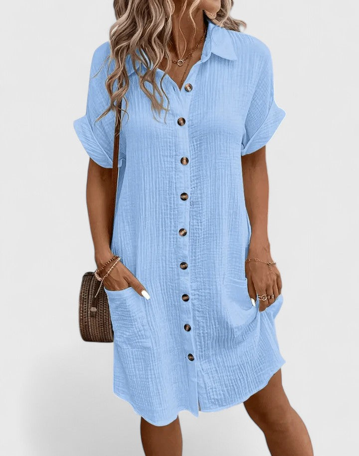 Flattering women's midi dress with relaxed fit, perfect for elegant summer fashion & comfort.