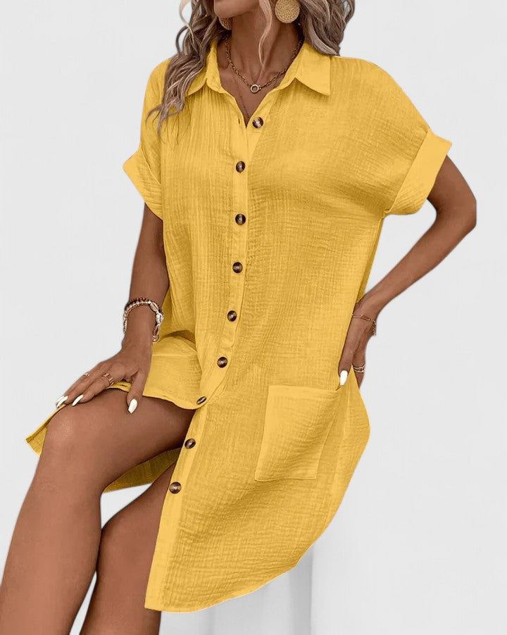 Sophisticated women's summer midi dress, ideal for chic everyday style & versatile casual wear.