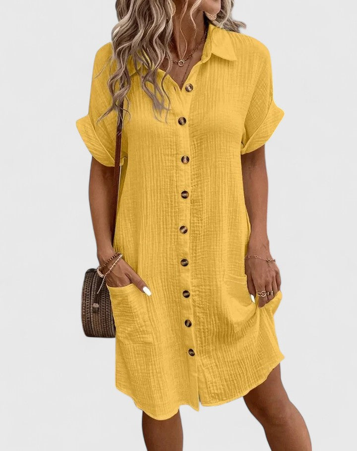 Sophisticated women's summer midi dress, excellent for casual yet elegant daily fashion.