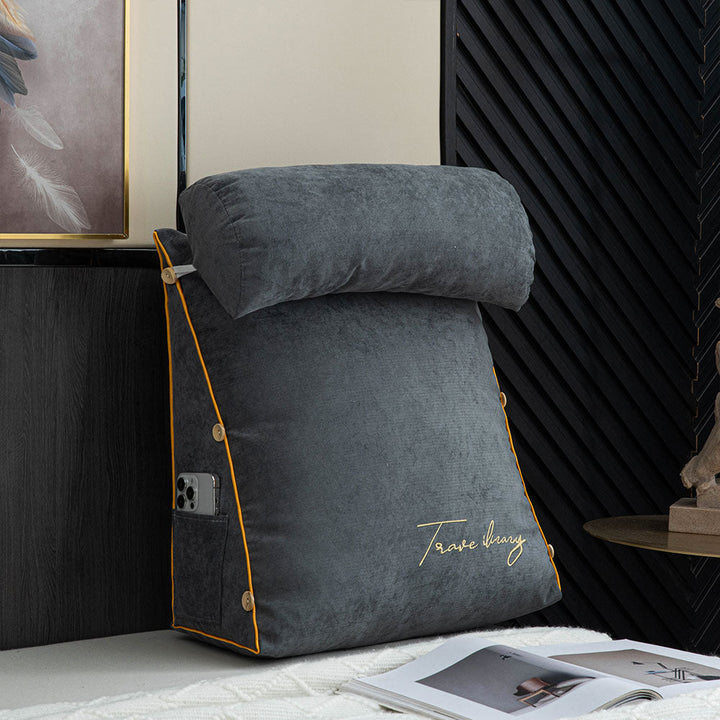 Premium bed pillow for reading, designed ergonomically for relaxation and superior back support.