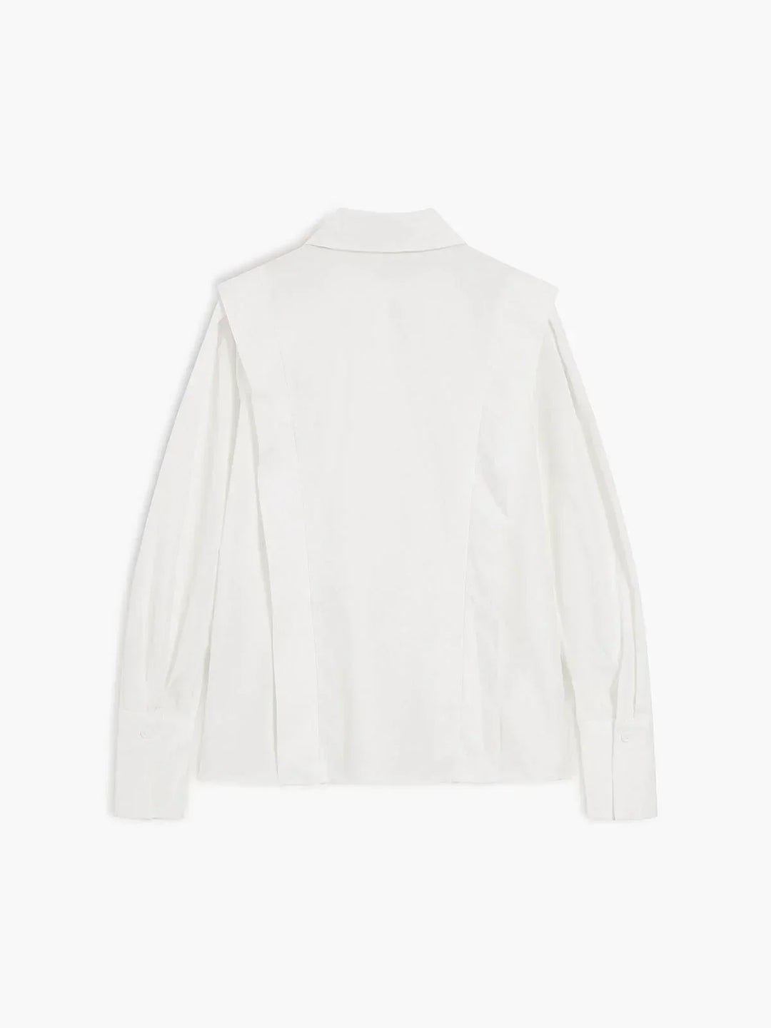 Modern women's boxy button-down blouse, a stylish & versatile shirt for office or casual chic.