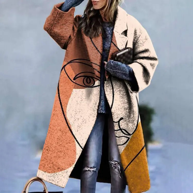 Stylish unisex oversized coat, long sleeve, ideal for casual elegant occasions.
