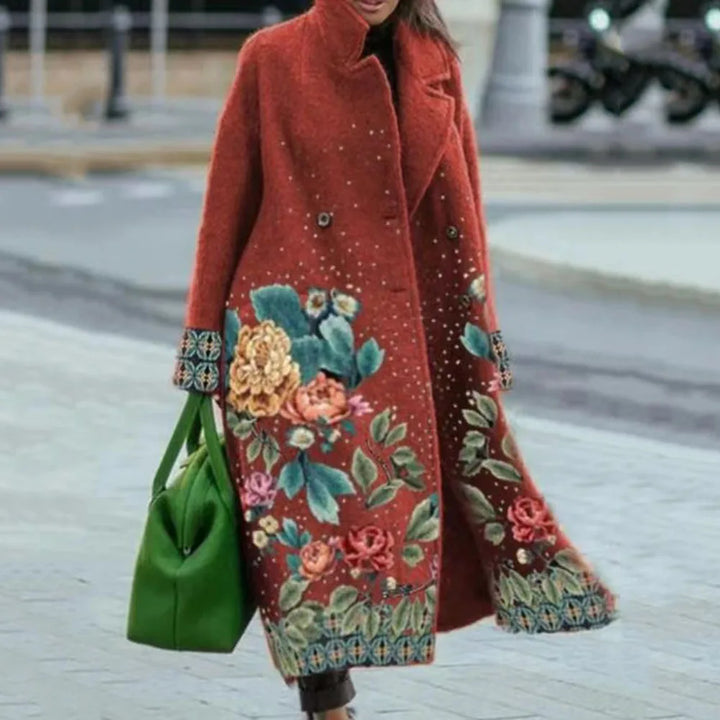 Stylish oversized coat, statement piece outerwear, offering comfortable fit for fall fashion.