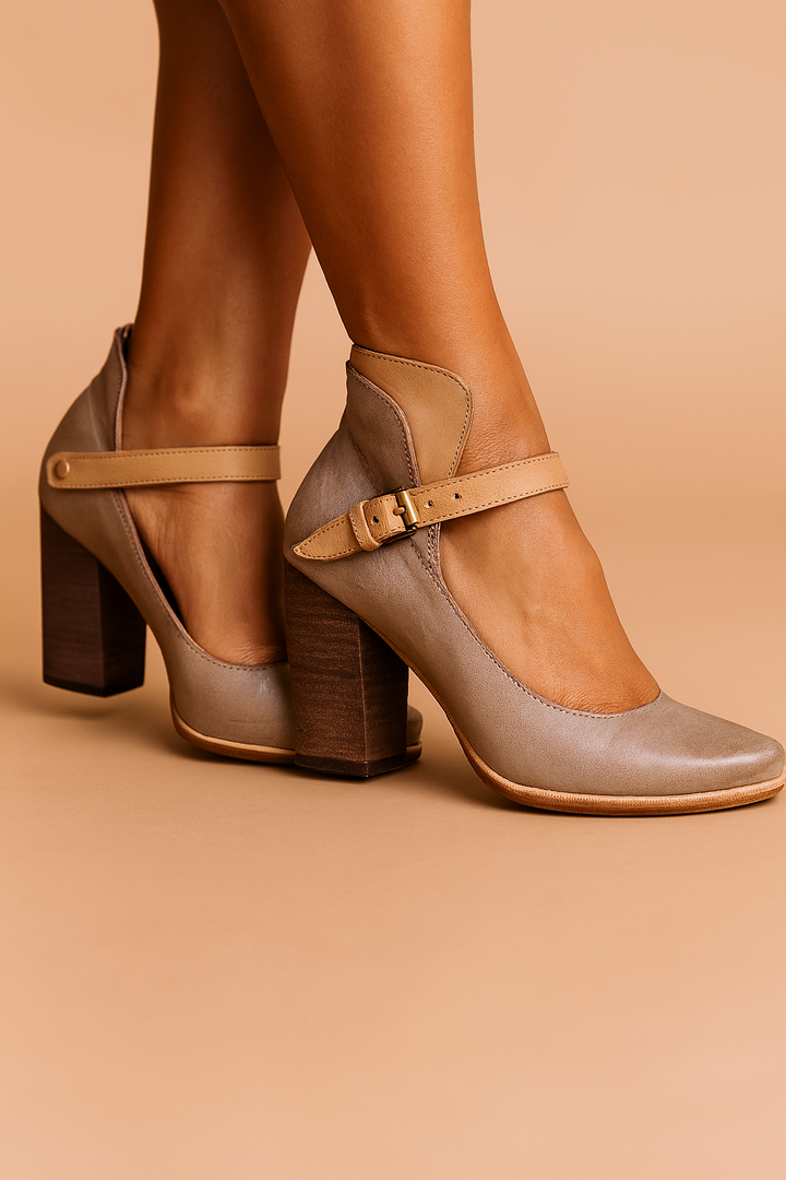Comfortable women's block heel Mary Jane strap shoes, ideal for elegant dress, work, or daily wear.