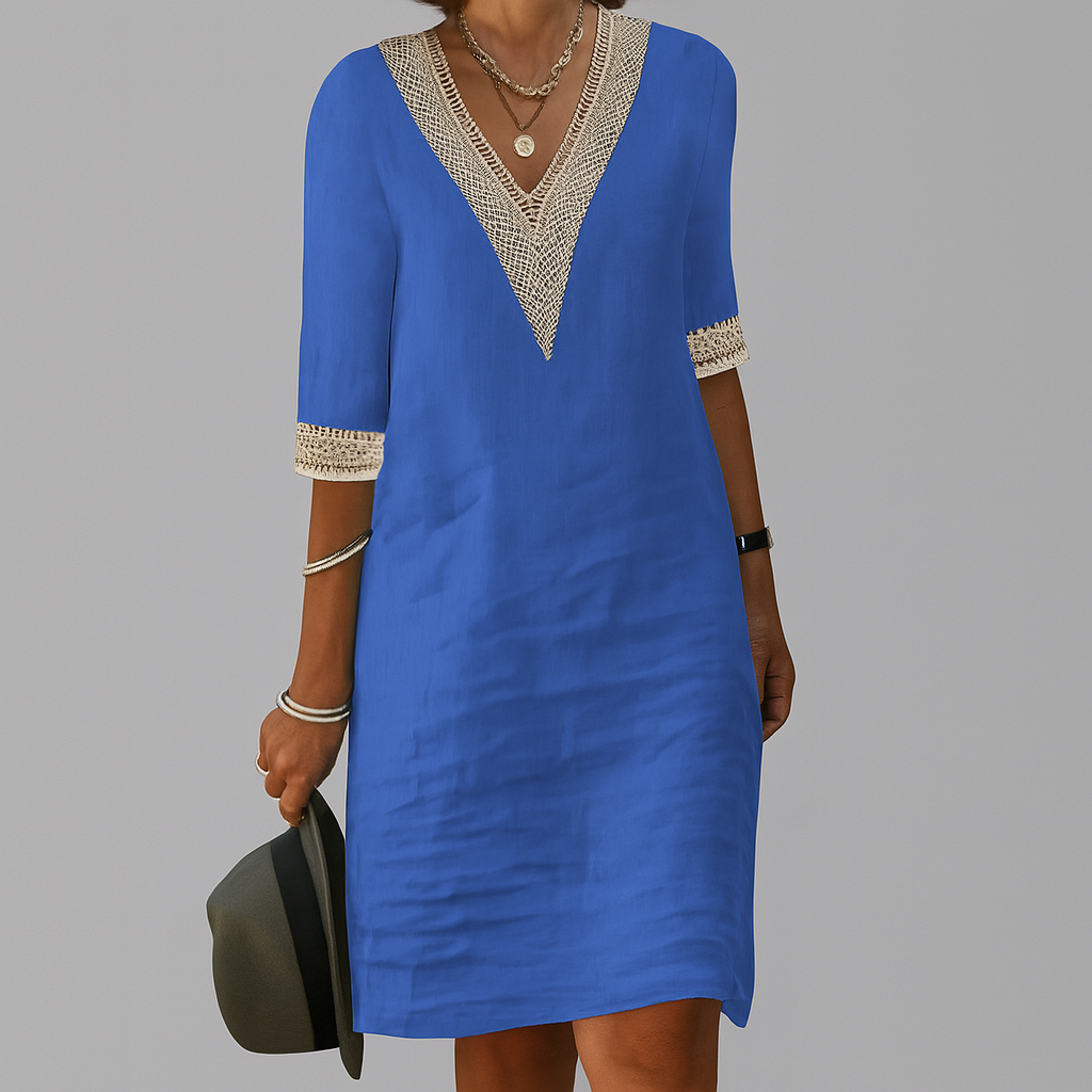 Versatile women's summer midi dress in a relaxed fit, ideal for spring fashion, beachwear, or a comfortable casual look.