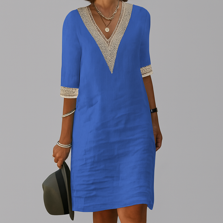 Versatile women's summer midi dress in a relaxed fit, ideal for spring fashion, beachwear, or a comfortable casual look.