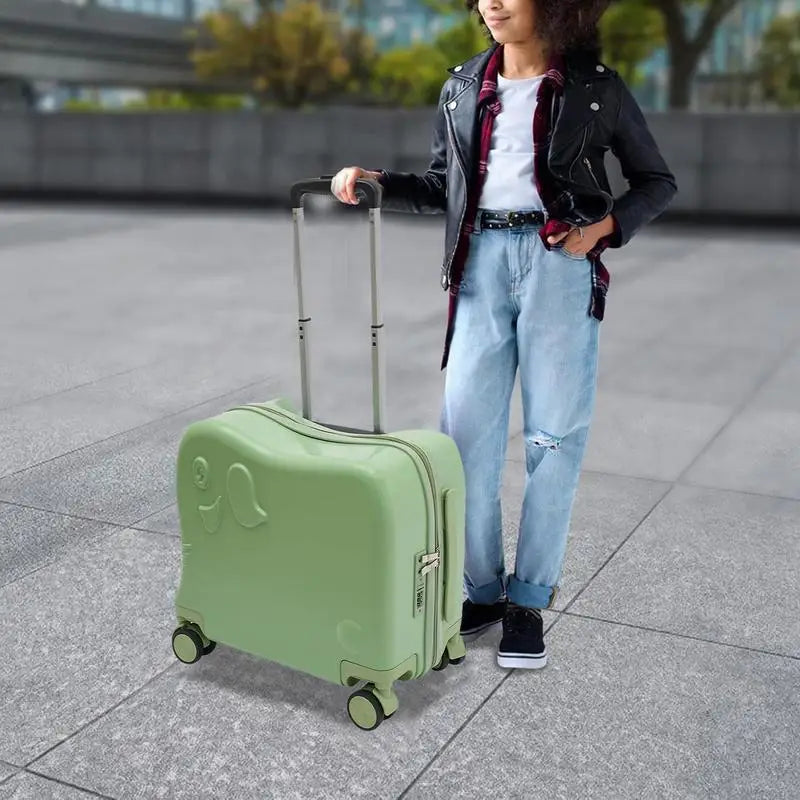 Child's cartoon elephant rolling suitcase, perfect kids luggage for fun travel adventures.