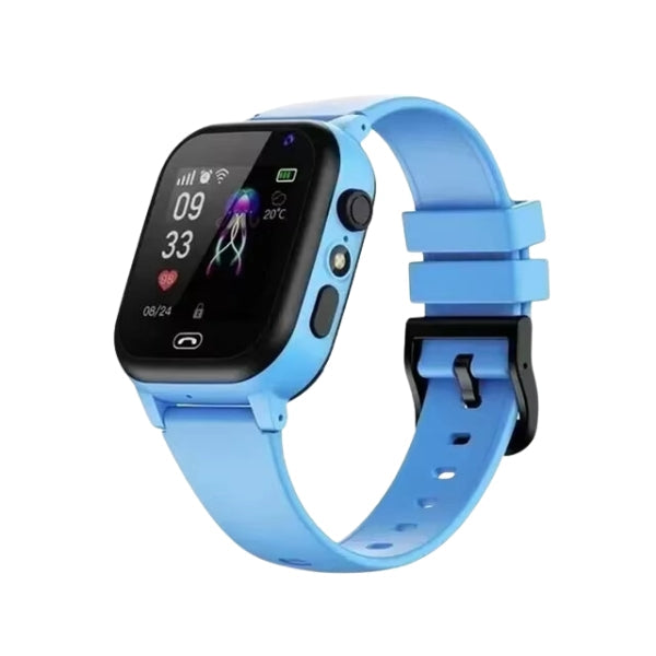 Child's GPS tracker smartwatch with video call, SOS alert & IP67 waterproof design for kid safety.