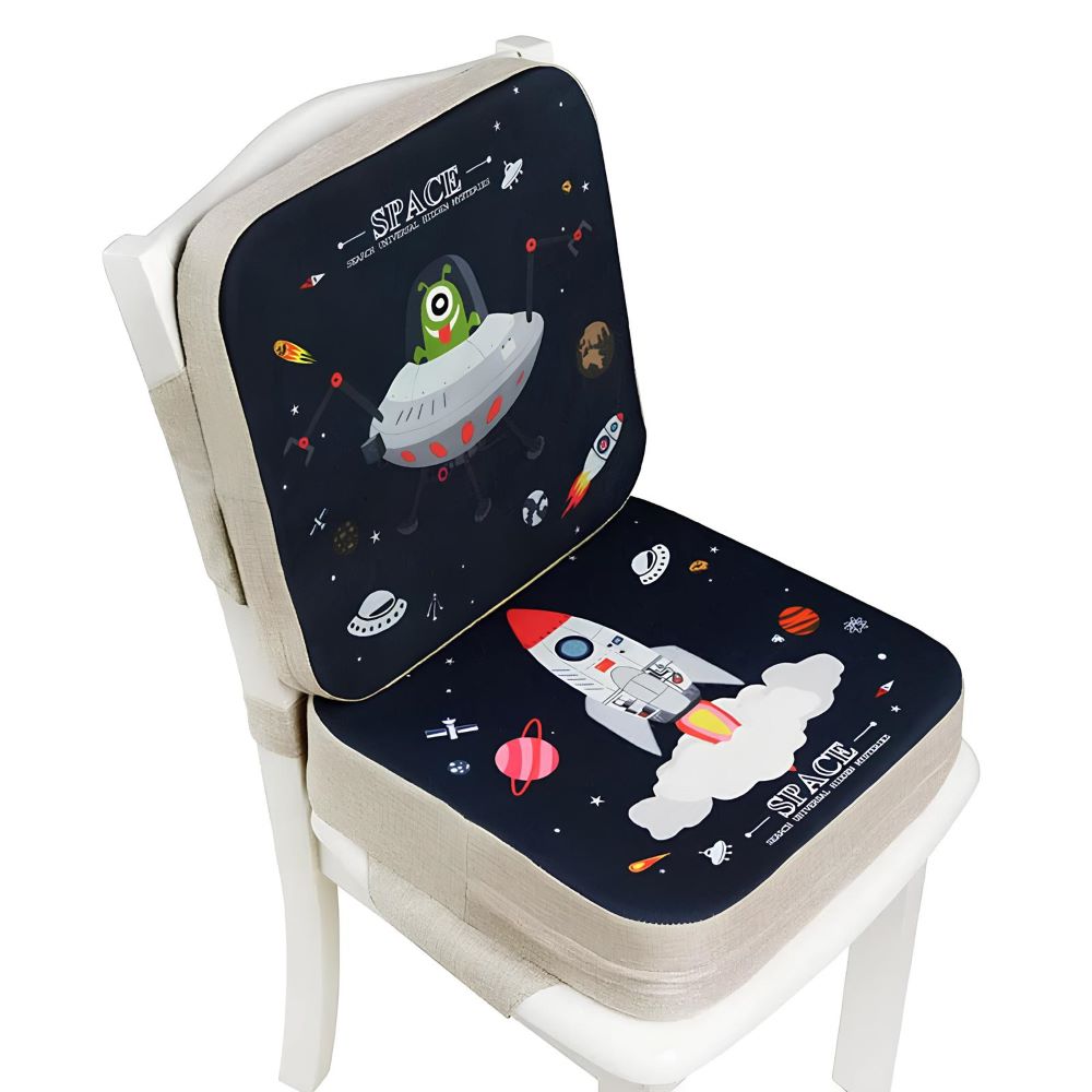 Children's adjustable booster seat cushion for dining chairs, ensuring comfortable mealtime for kids.