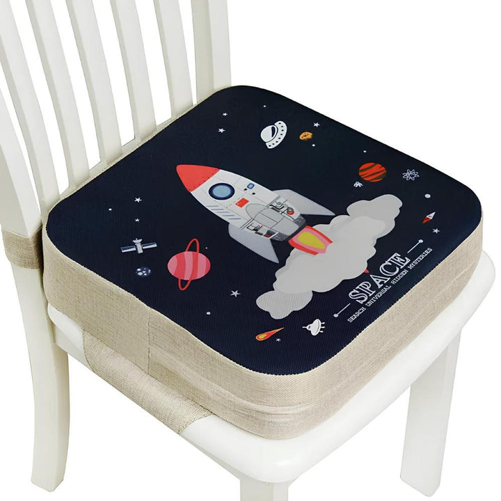 Height adjustable children's booster seat for dining tables, making mealtime easy and comfortable.