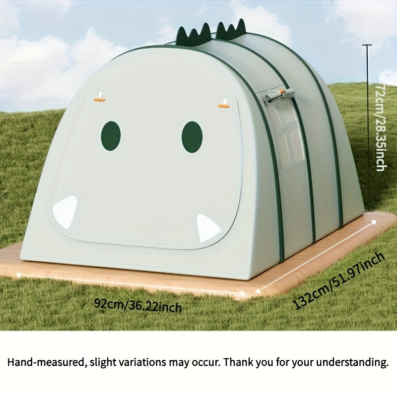 Lightweight, foldable dinosaur play tent for children, ideal for easy setup & storage, indoor/outdoor use.
