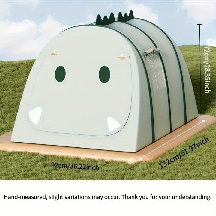 Lightweight, foldable dinosaur play tent for children, ideal for easy setup & storage, indoor/outdoor use.