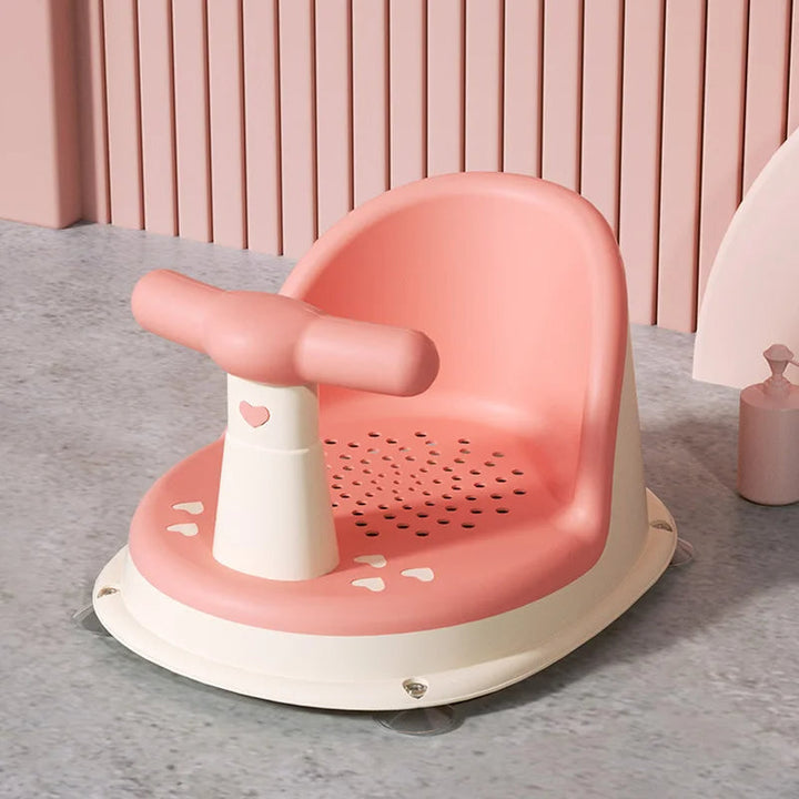Children's non-slip bath seat with backrest support, ensuring infant safety and comfortable bathing for toddlers.