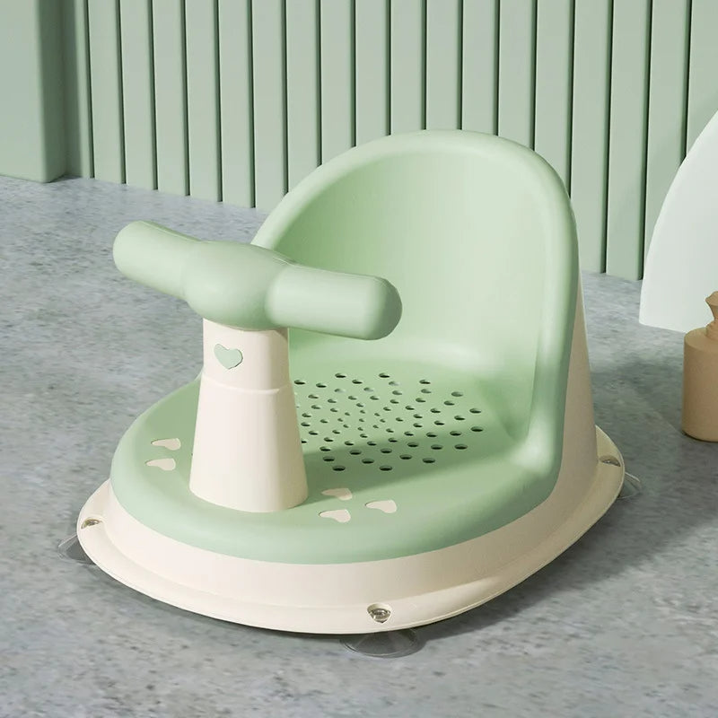 Child's non-slip bath seat offering excellent backrest support and secure bathing for babies, enhancing comfort.