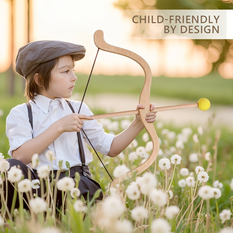 Durable wooden bow and arrow set for kids. Ideal for outdoor imaginative play and junior archery.