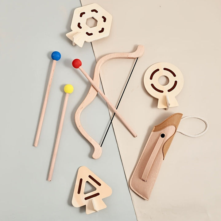 Sturdy wooden bow and arrow set ensuring safe outdoor fun. Best kids' toy for aspiring junior archers.