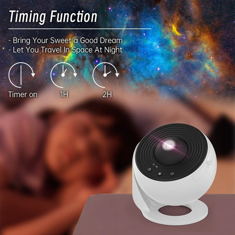 Children's Starry Sky Projector with USB, displaying colorful galaxy patterns on walls, creating a soothing bedtime ambiance.