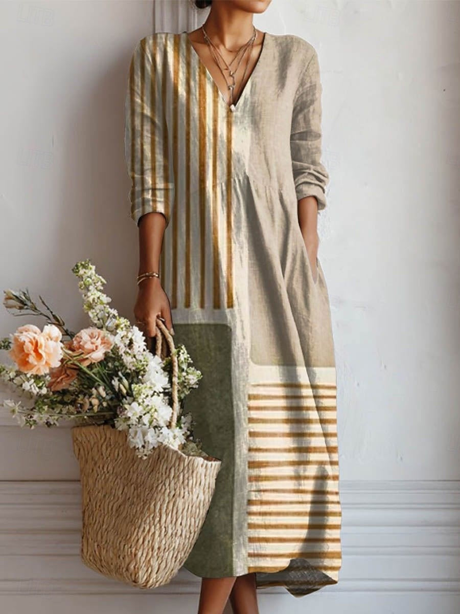 Women's multicolour patchwork comfort dress for casual everyday wear. Relaxed fit summer style.