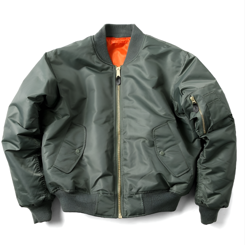 Classic black unisex bomber jacket with timeless style, perfect for casual outerwear in any season.