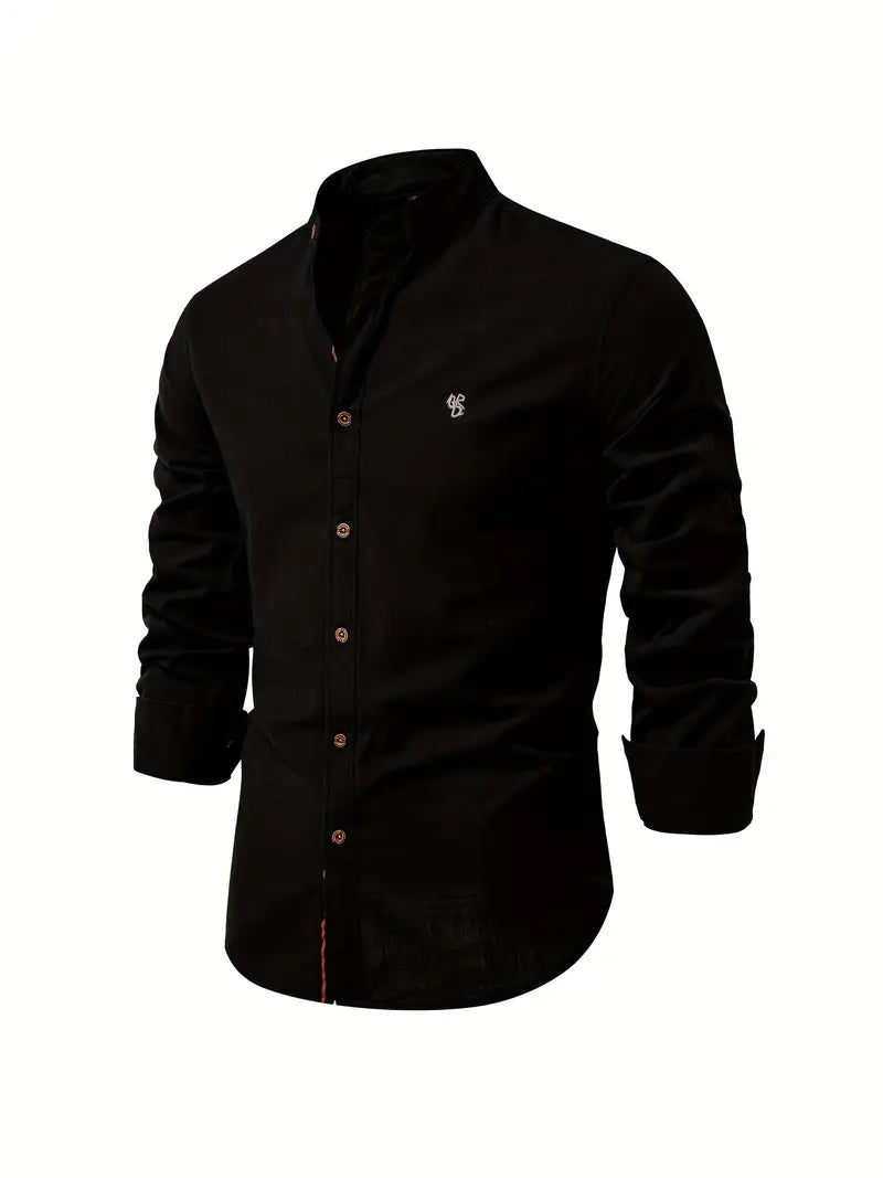 Versatile men's long sleeve button-down top, perfect for casual outfits, smart looks & office fashion.