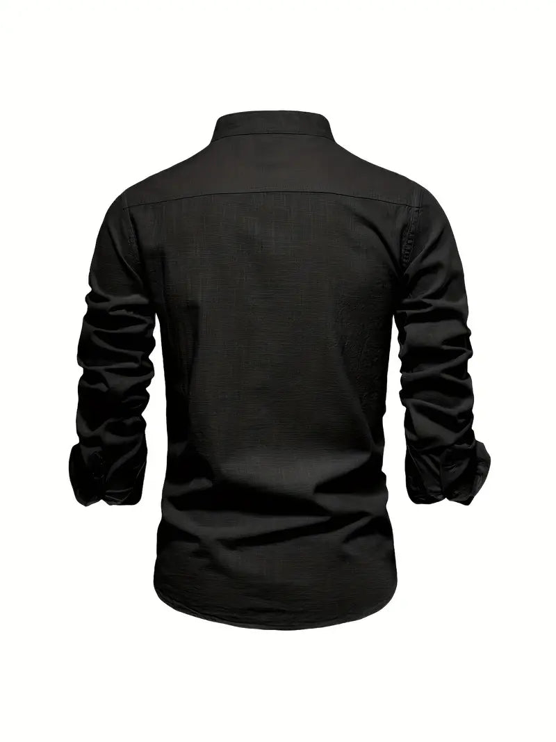 Men's casual long-sleeve button-down shirt. Classic design for everyday wear & smart casual style.