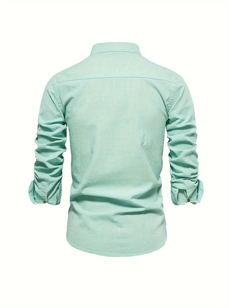 Men's classic long sleeve button-down shirt, a comfortable and versatile top for various occasions.