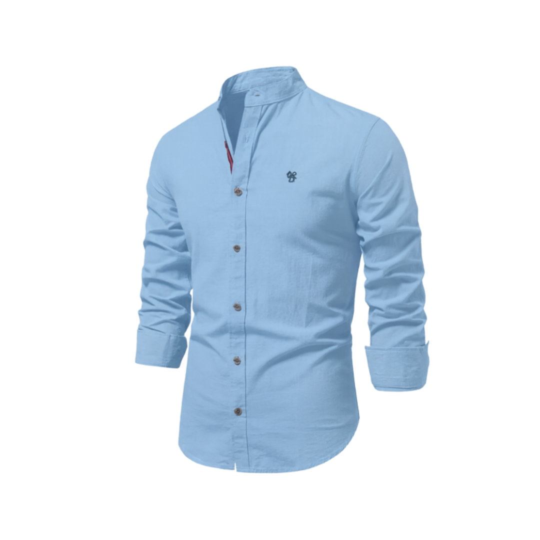 Classic men's button-down shirt for smart casual & office attire. Comfortable everyday long sleeve top.