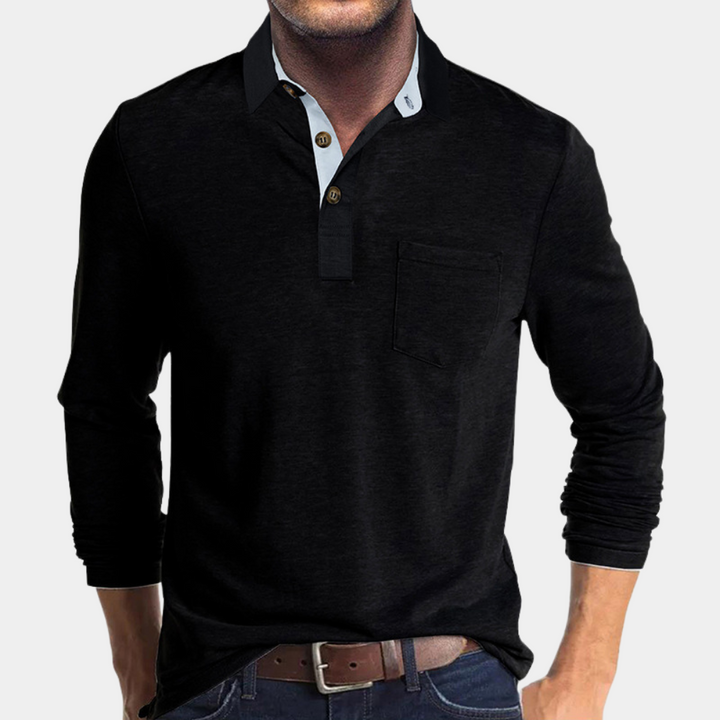 Stylish men's polo top, classic fit, suitable for smart casual occasions and modern looks.