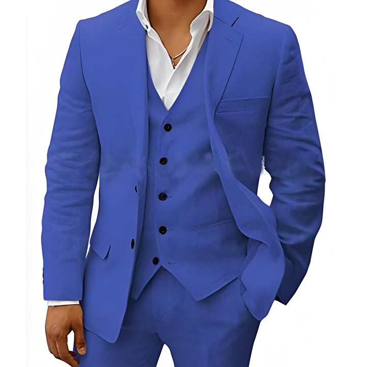 Sophisticated men's classic three-piece suit, ideal for formal occasions and men's fashion.